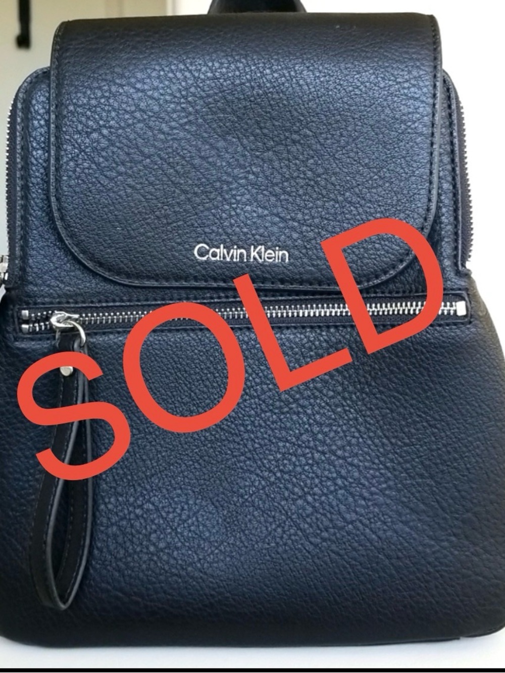 Calvin Klein Black Pebbled Leather Backpack
